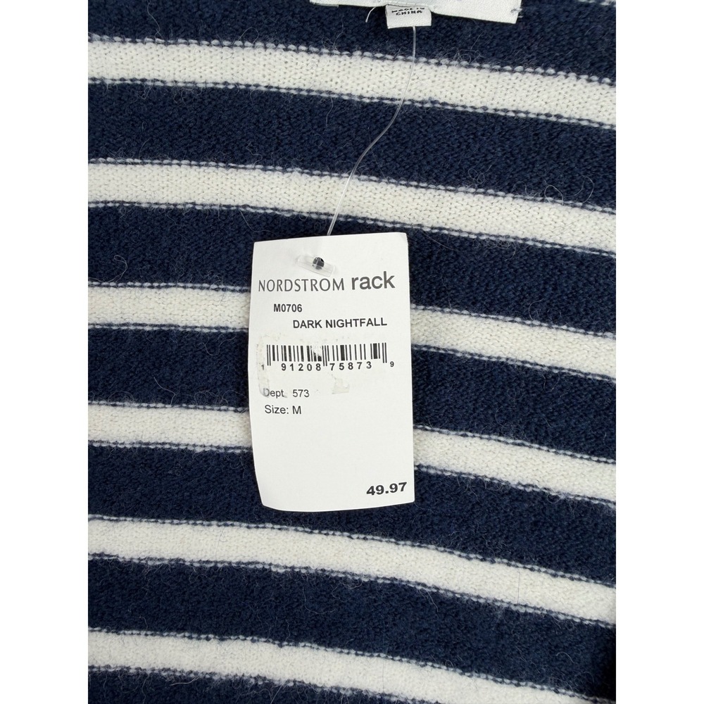 New Madewell Striped Wool/Alpaca Blend Open Cardigan size Medium Blue/White - Picture 4 of 7